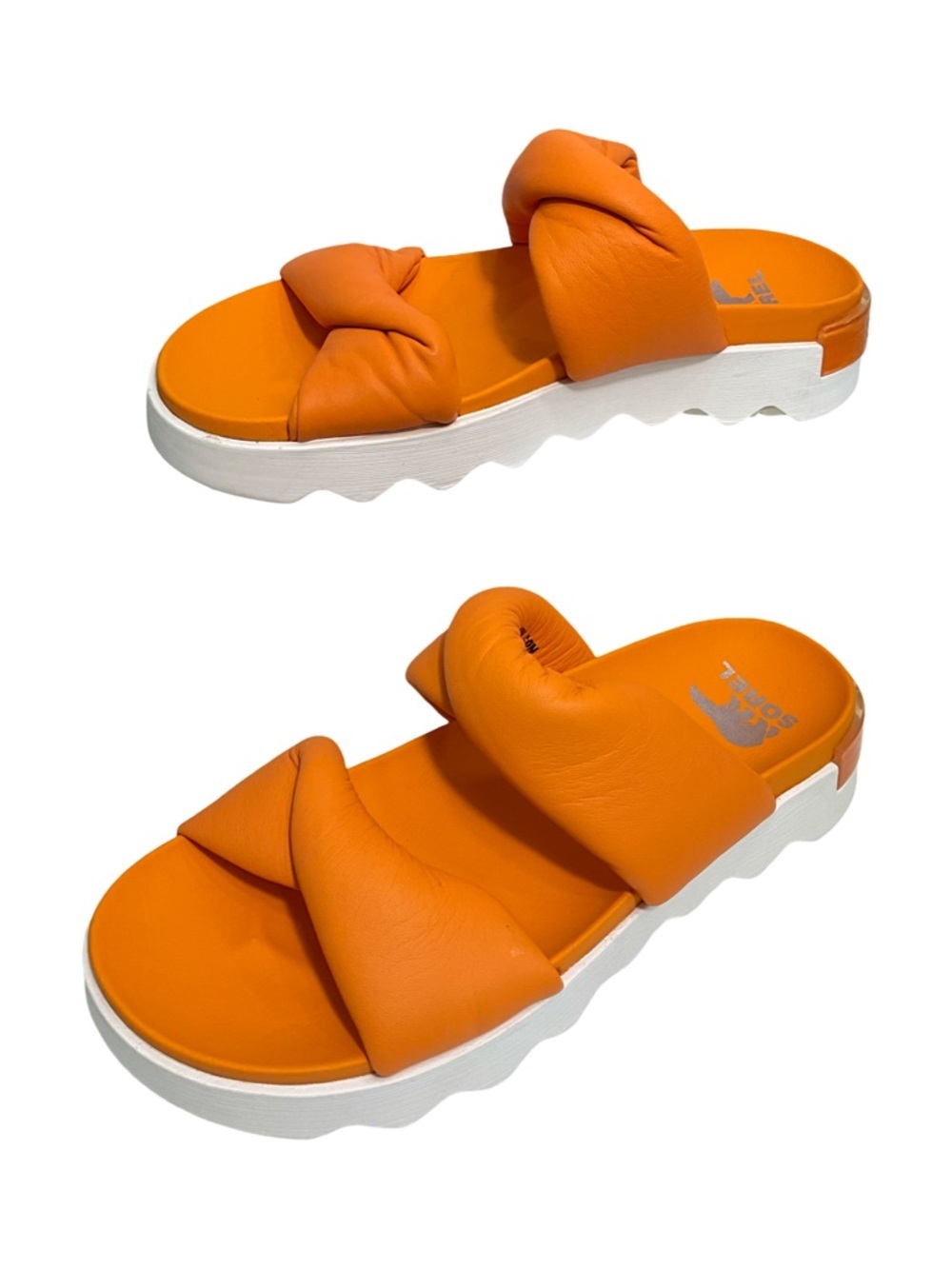 Sorel Vibe Twist Slide Sandals Koi Orange Sea Salt Platform Size 10